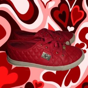 Guess Red Quilted Leather Sneakers ♥️💋